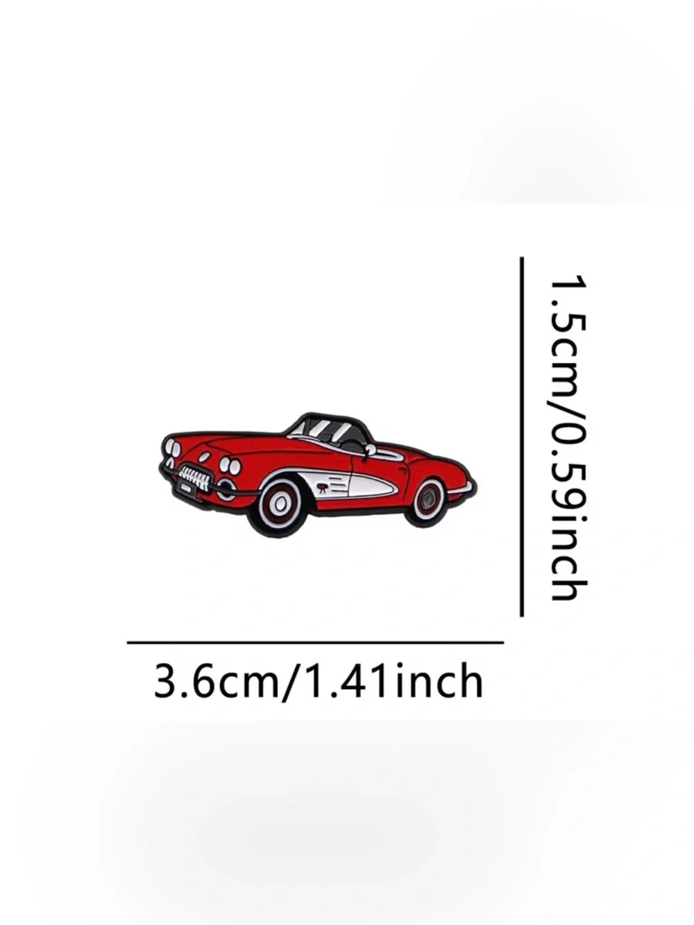 Classic 1958 Red Corvette Car Enamel Pin- NEW